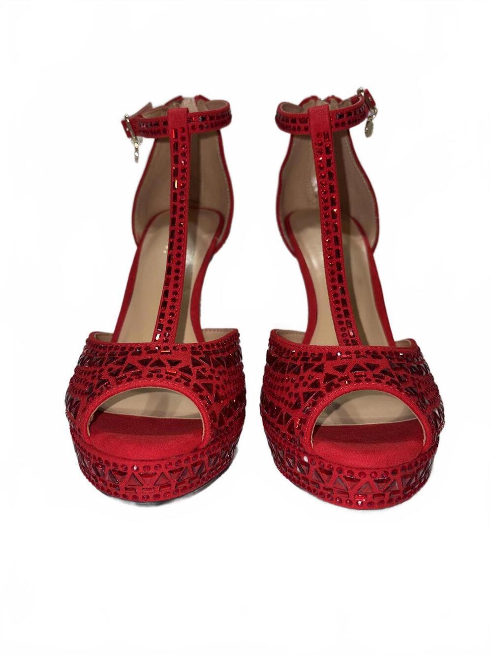 NEW Thalia Sodi "Chacey" Red Jeweled Platform Heels Pumps - Size 9M